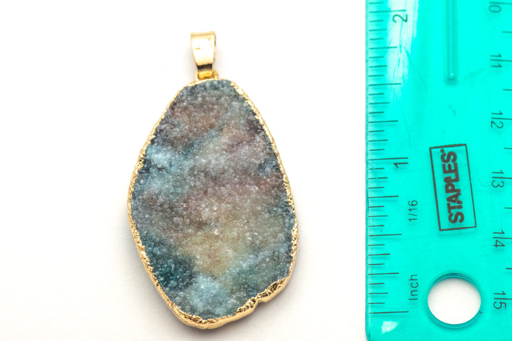 Peacock Blue Druzy Pendant Necklace Gold Plated Black Brook Shop