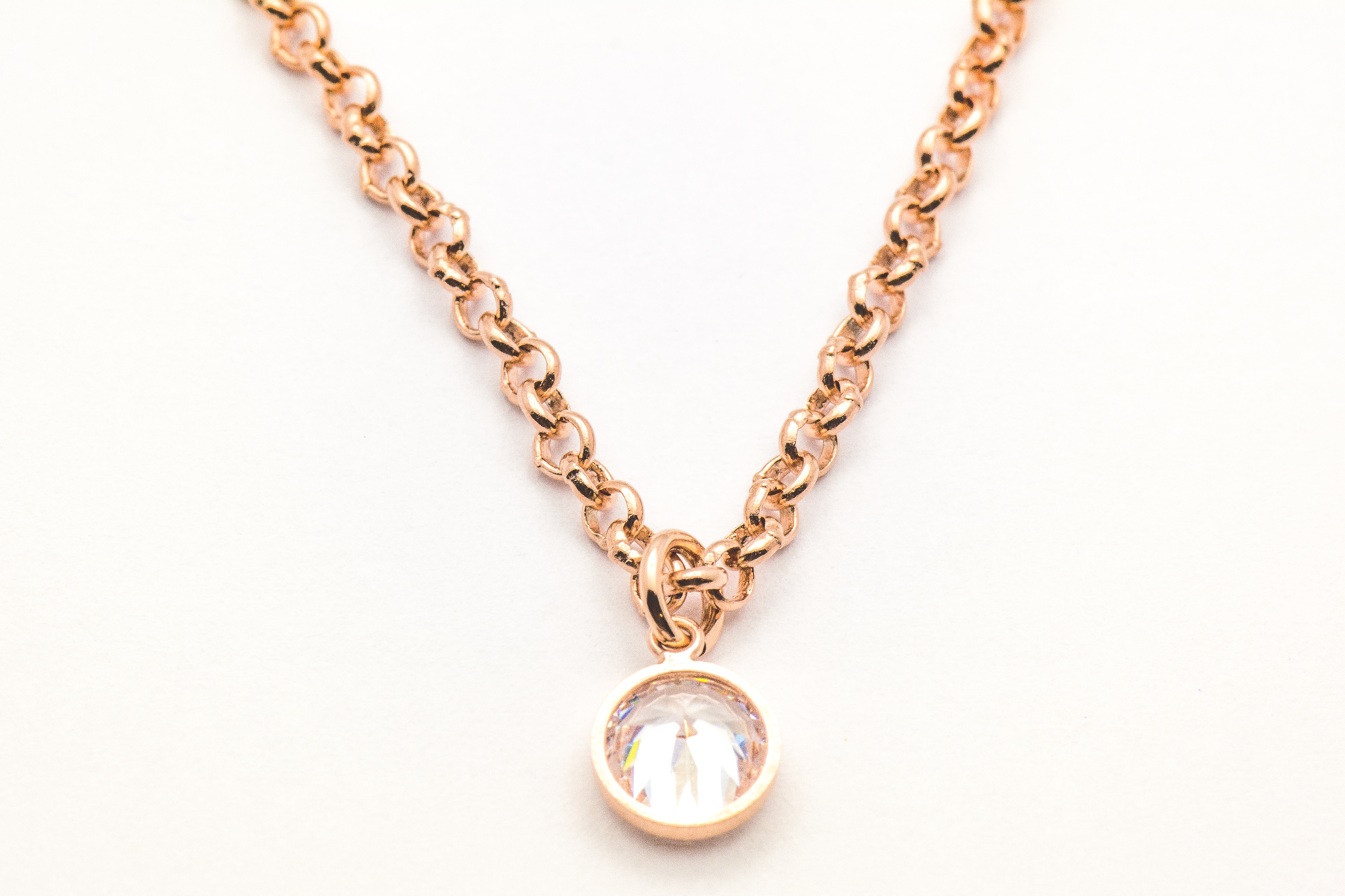 Rose Gold Plated Chain Necklace | Cubic Zirconia - Black ... (6000 x 4000 Pixel)