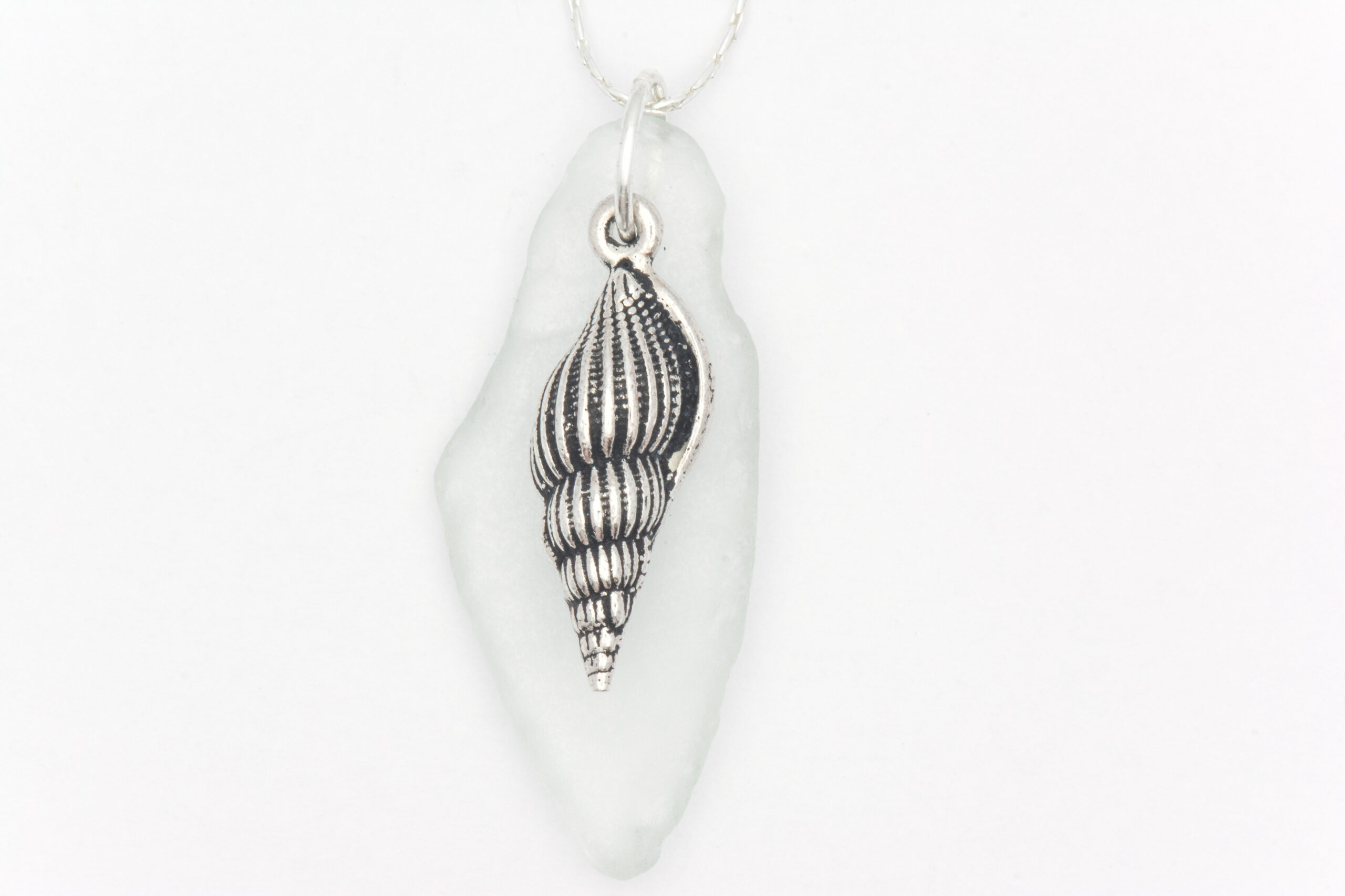 Seashell Light Blue Sea Glass Necklace