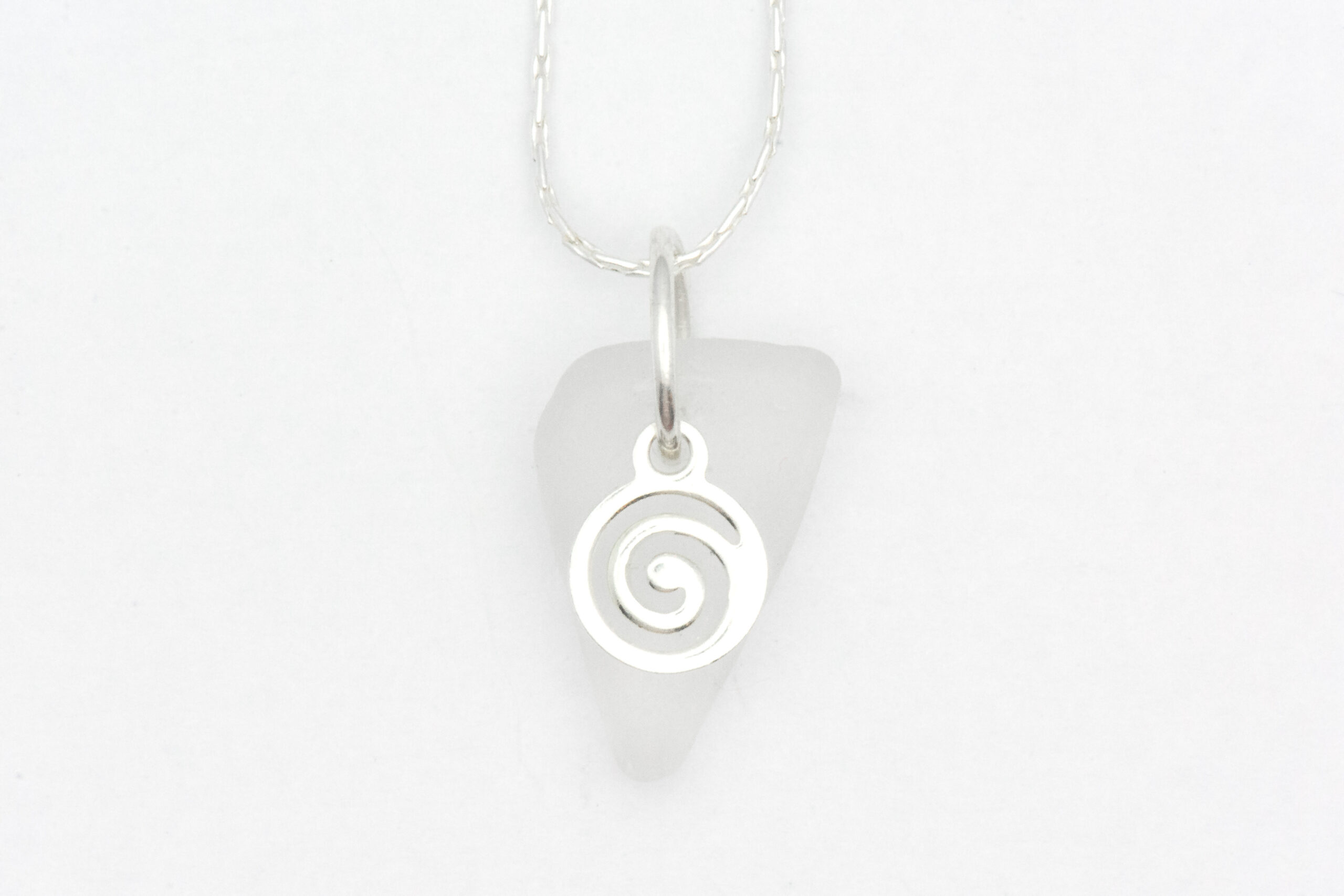 Dainty Spiral White Sea Glass Necklace