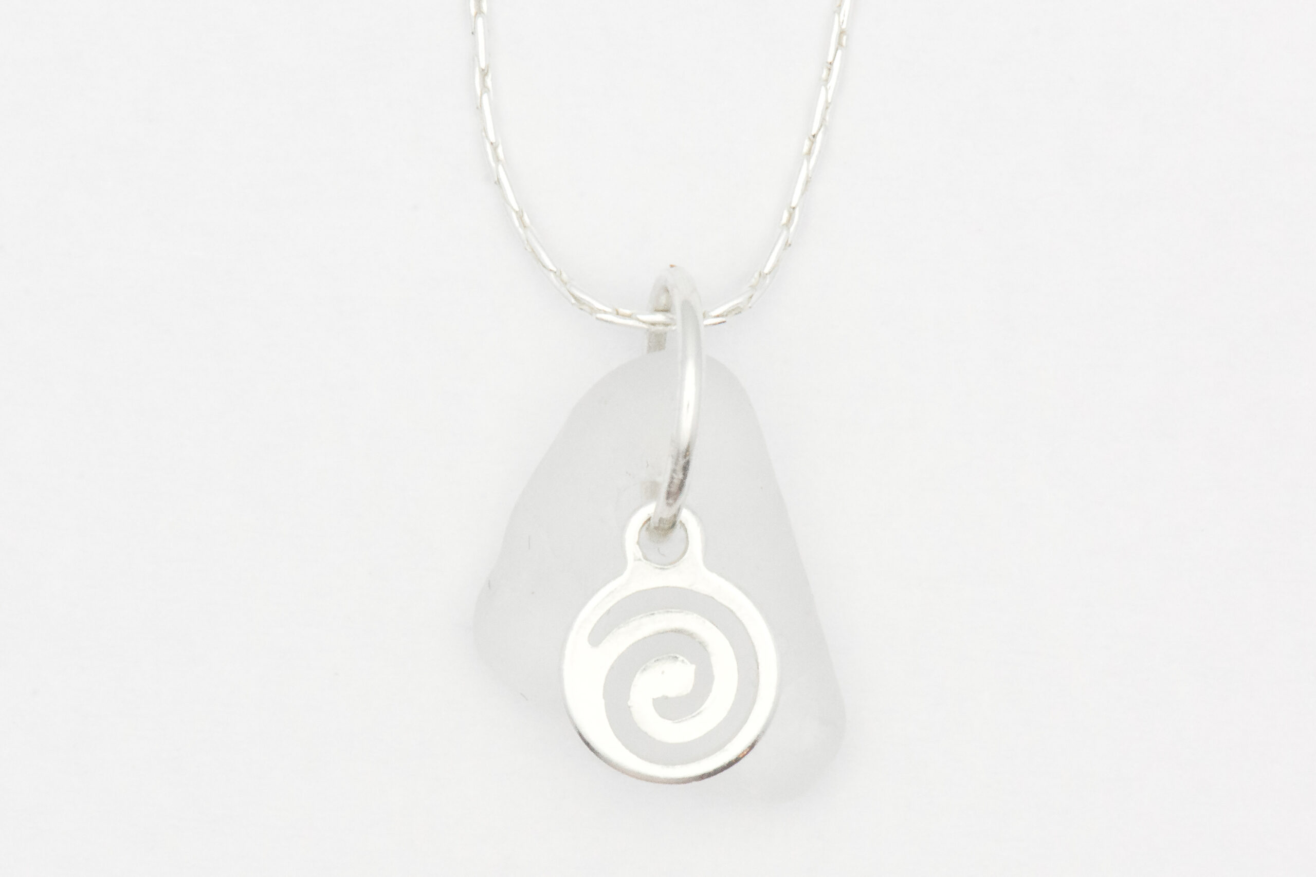 Spiral White Sea Glass Necklace