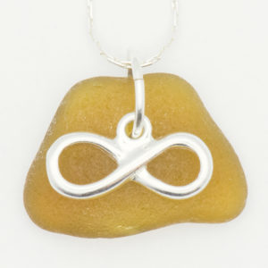 Infinity Charm Citron Sea Glass Necklace