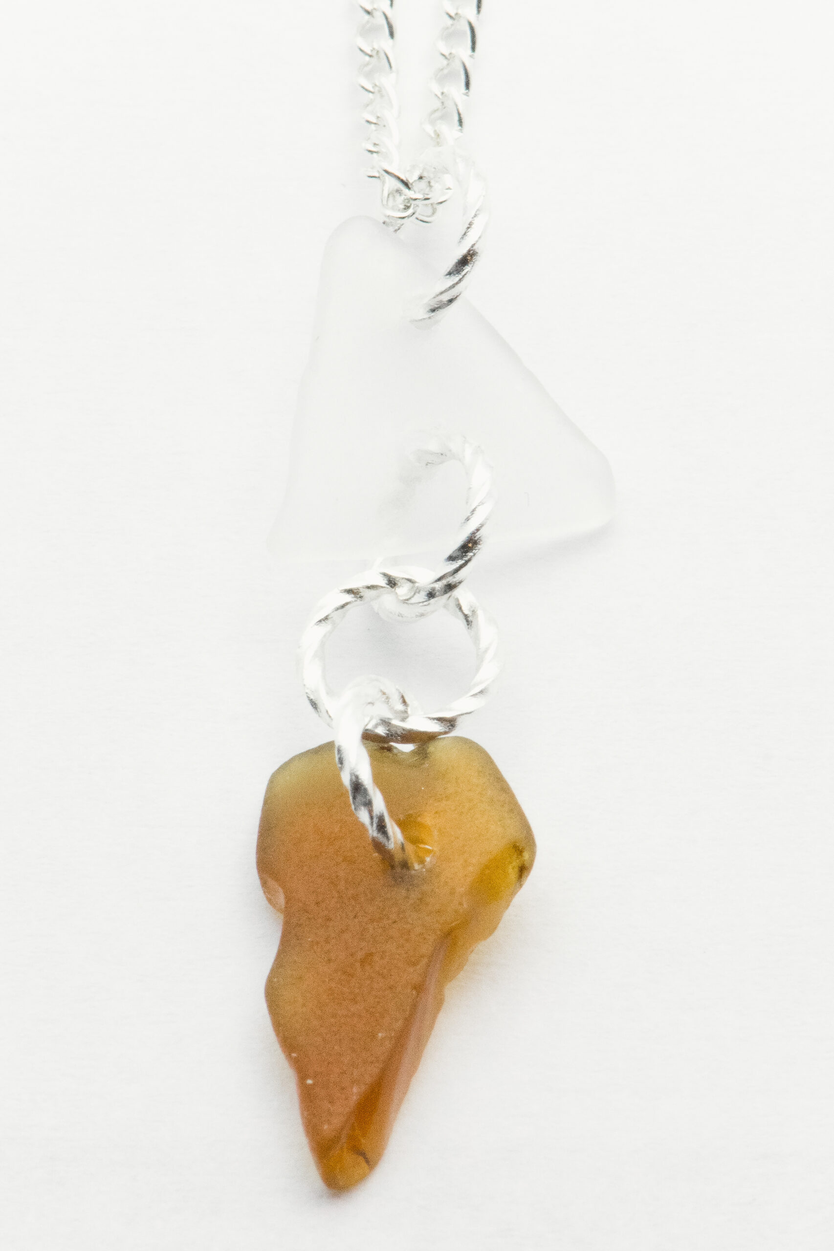 White and Brown Sea Glass Necklace