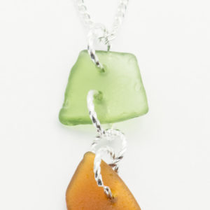 Olive and Brown Sea Glass Necklace
