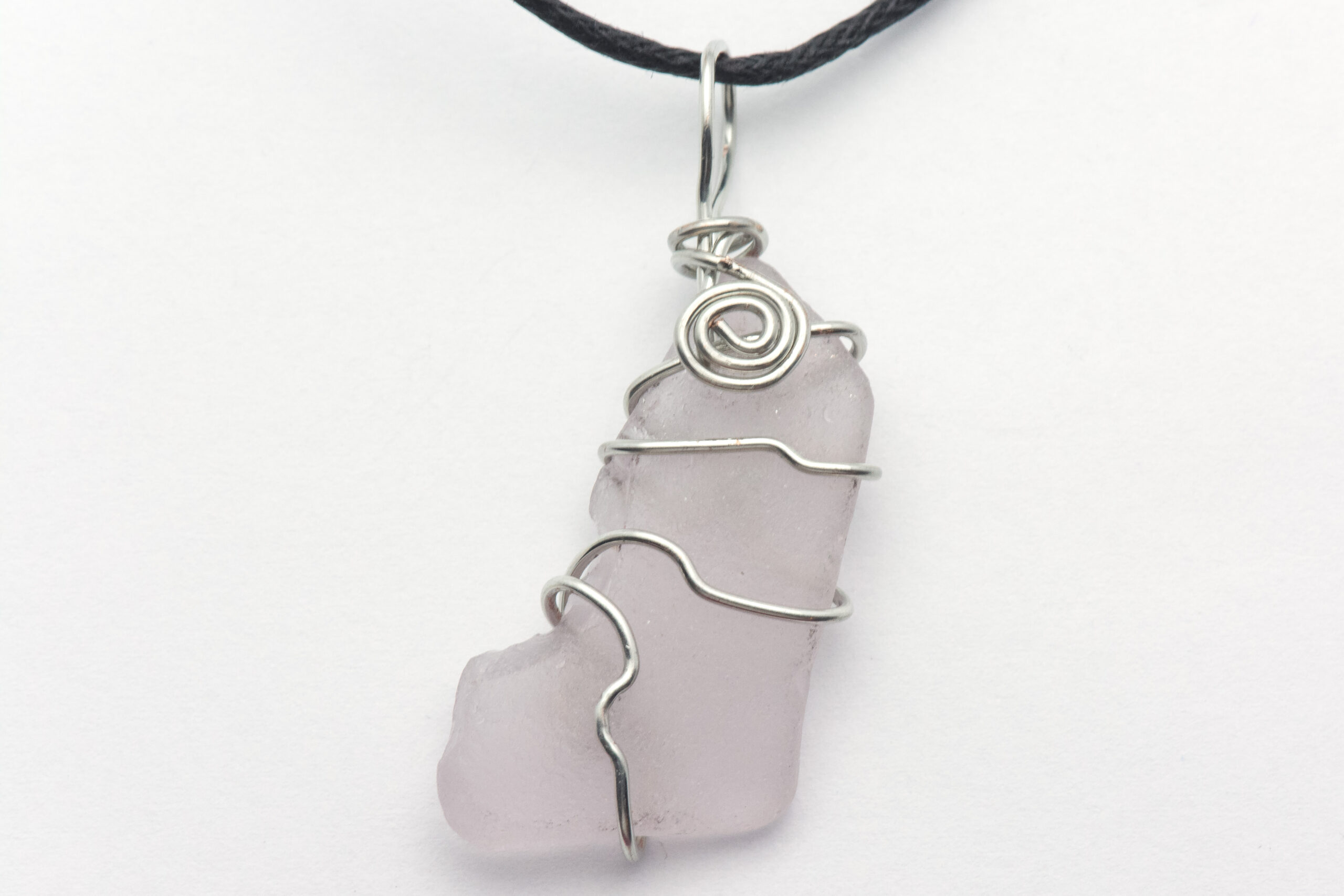 Wire Wrapped Lavender Sea Glass Necklace
