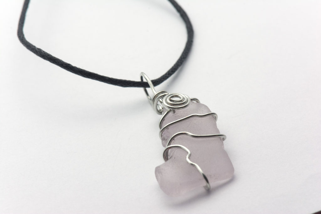 Wire Wrapped Lavender Sea Glass Necklace | Genuine - Black Brook Shop