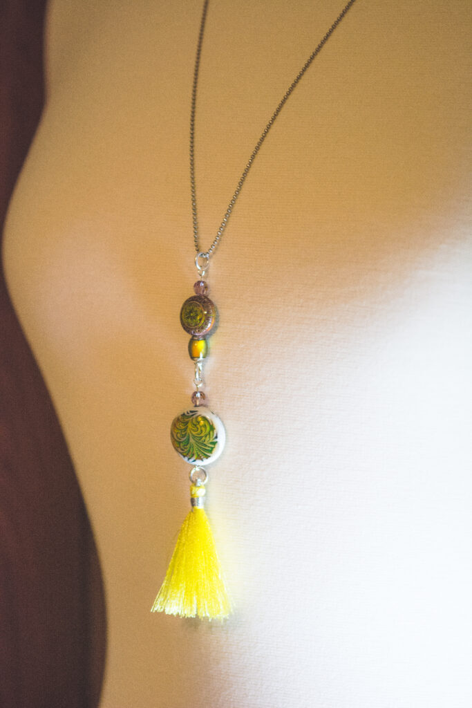 Yellow Tassel Necklace Mood Bead Jewelry Black Brook Shop