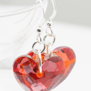 Red Heart Swarovski Earrings | Sterling Silver - Black Brook Shop