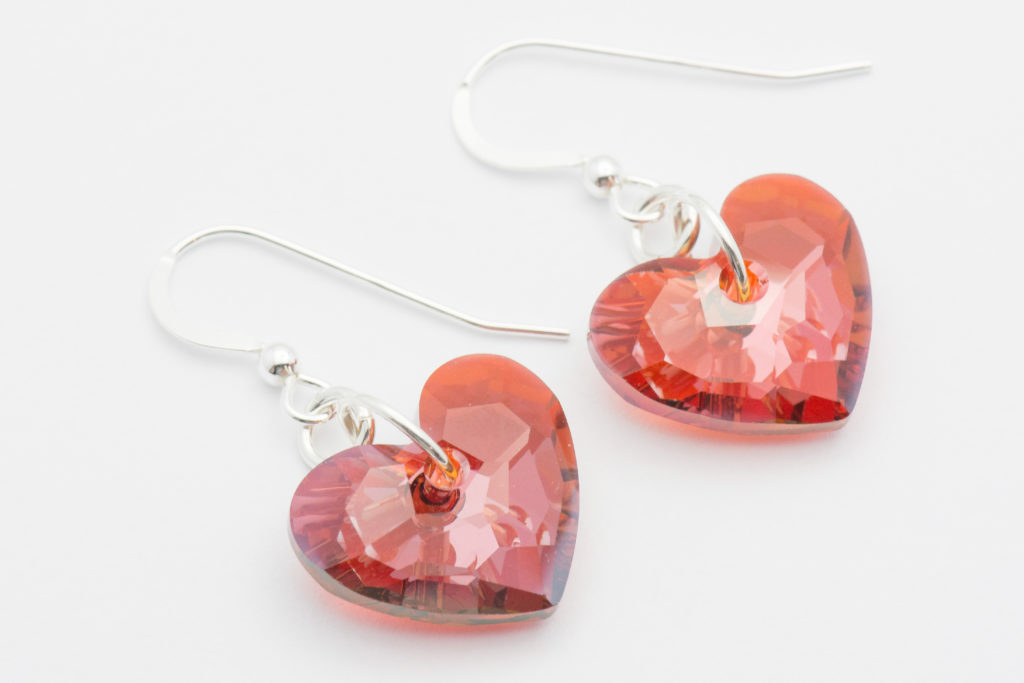 Red Heart Swarovski Earrings | Sterling Silver - Black Brook Shop