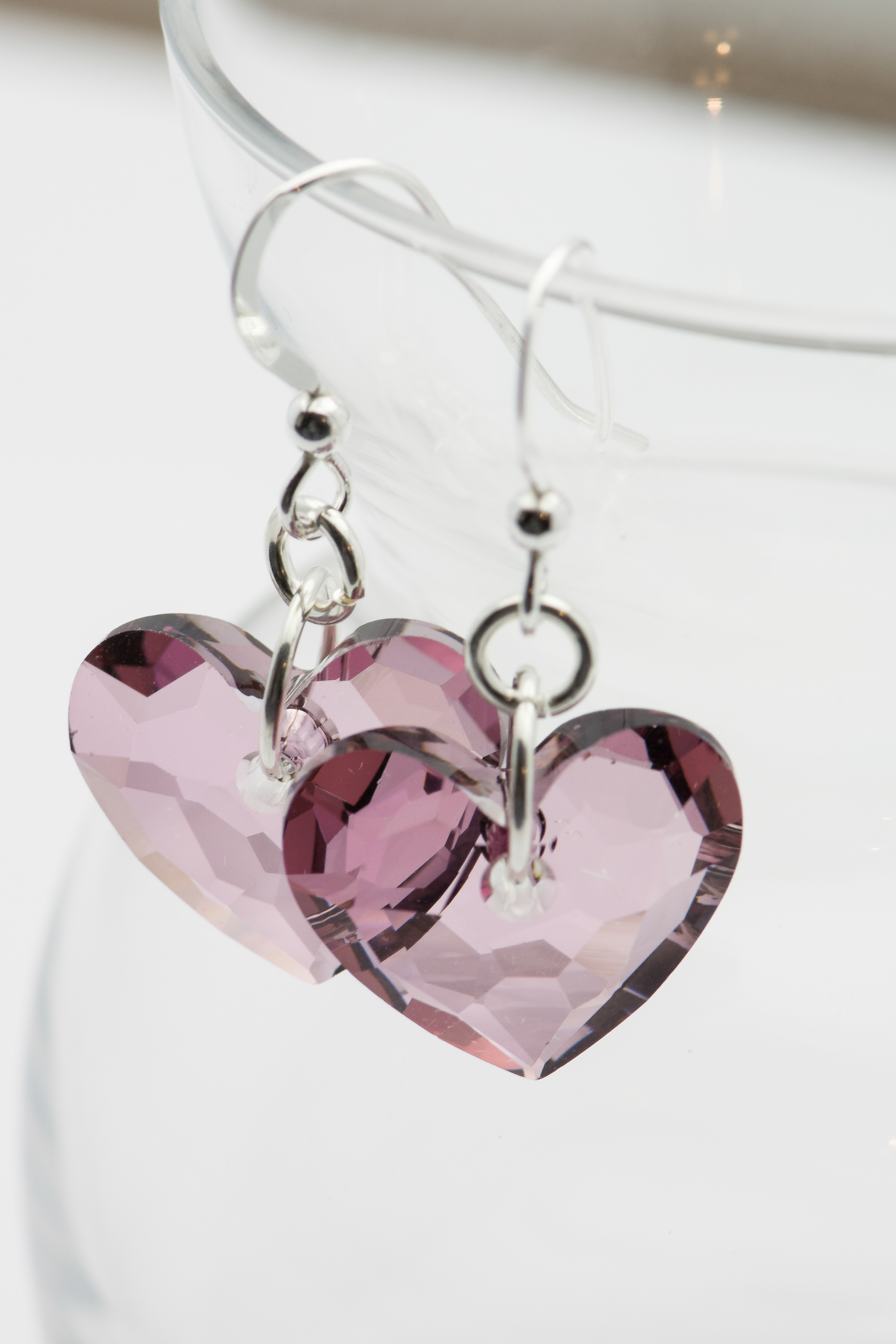 Pink Heart Earrings | Swarovski - Black Brook Shop