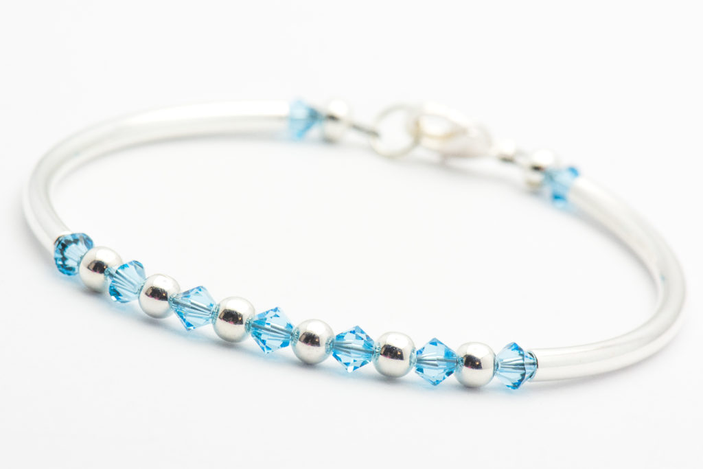 Aquamarine Swarovski March Birthstone Bracelet Black Brook Shop