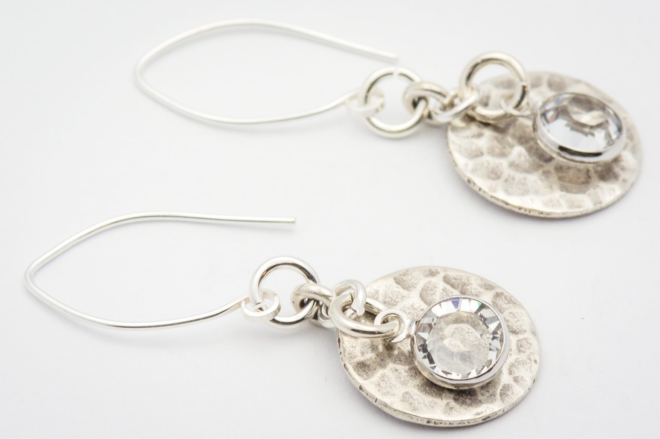 April Hammered Round Hill Tribe Silver Earrings