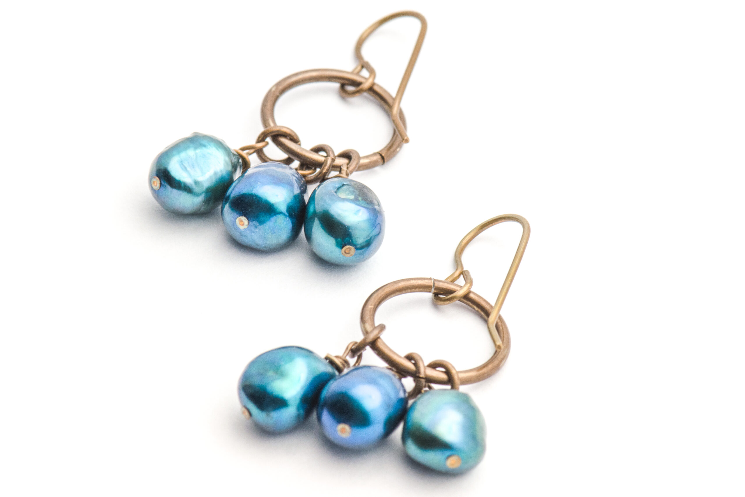 Something Blue Pearl Natural Brass Earrings